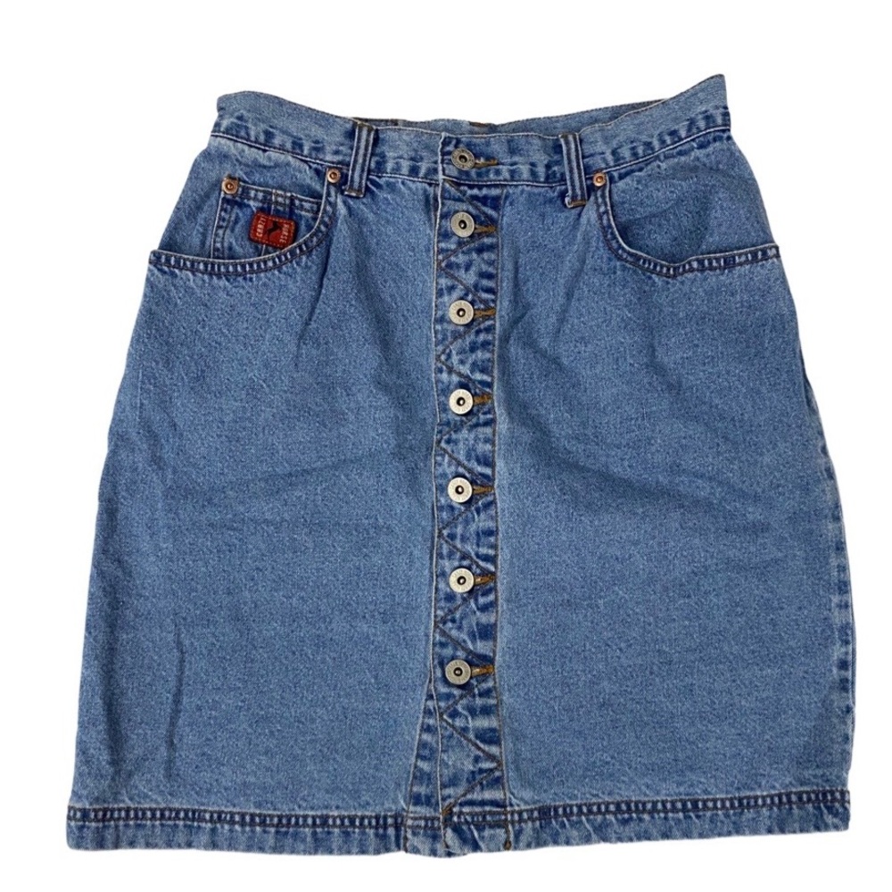 Crazy Horse denim button down mini skirt